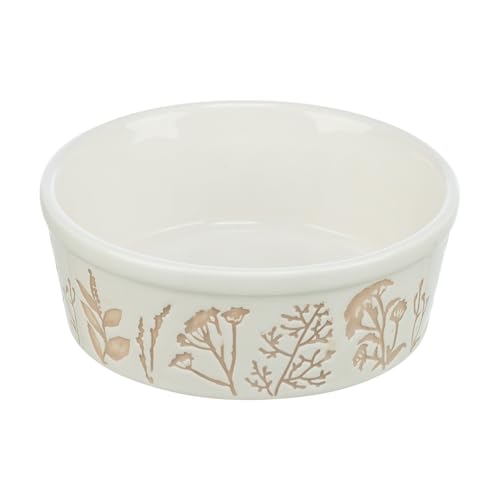 Trixie Ciotola per cibo/ciotola per bere motivo pianta cane struttura ceramica bianco/tortora 700 ml 16 cm 4 pezzi