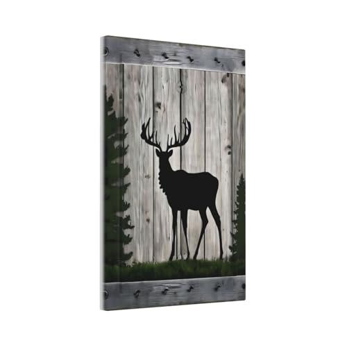 Decorative Light Switch Cover Plate Rustic Deer Elk Forest Grey Wood Board 1 Gang No Device Single Blank Outlet Covers Wall Plate Cover Switchplate Electrical Faceplate