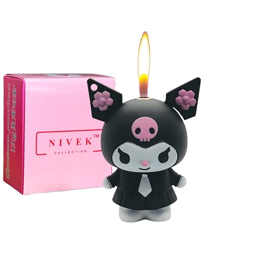 NIVEK Kuroomi Preppy Tie Y2K Lighter Flame 3D Japanese Kawaii Refillable Cool Lighters (Black Tie)