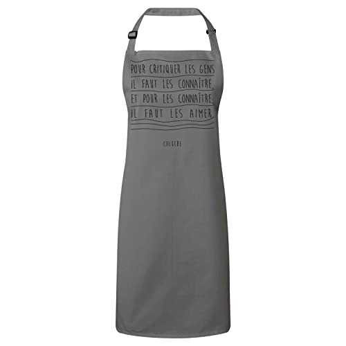 Tablier cuisine Coluche anti-taches pour cuisiner proprement avec humour