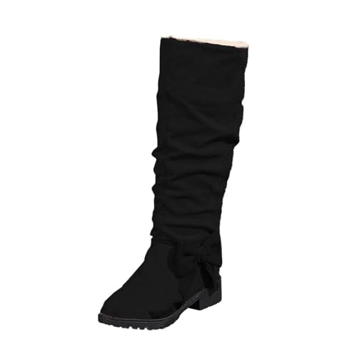 Bottes d'hiver mi-mollet pour femme dotées d'un bout rond confort et style uni