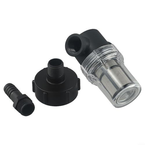 WIIYENA Conector de filtro de barril de lluvia con colador de acero inoxidable de malla 100 y cesta desmontable para equipos de riego de jardín
