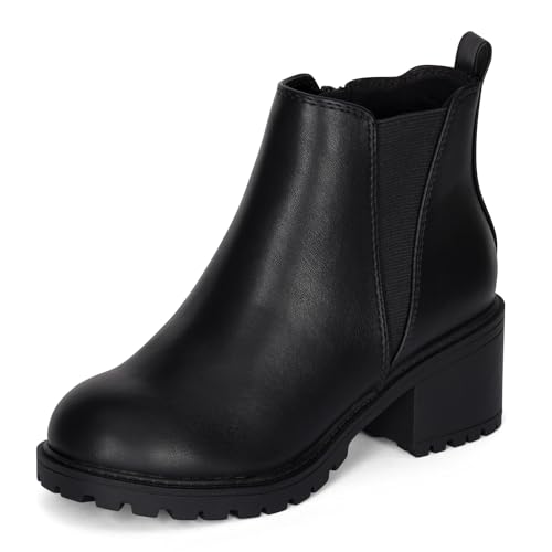 STYLISH S CIELO-K ~ Girls Lug Sole Block Heel Platform Chelsea Ankle Boots with Side Zipper