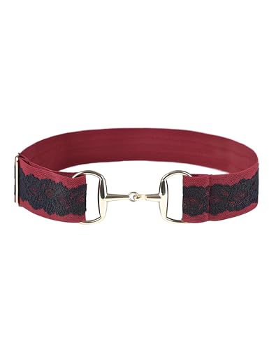 Harrison Howard Elastic Horsebit Belt Horse Riding Belt with Surcingle Buckle Stretchable Waist Belt for Horseback Riding