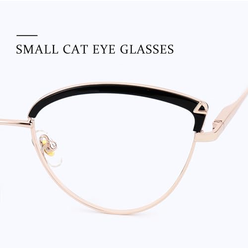 Image of Zeelool Women's Metal Browline Cat Eye Glasses Frame with Clear Lens ZJGX672183-01 Black, Small