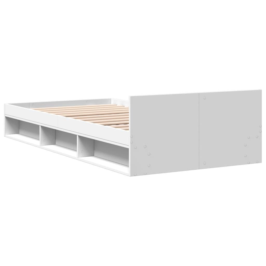 vidaXL Cama con cajón Madera de ingeniería Blanca 90x190 cm, Cama, Cama con almacenaje, Estructura de Cama Individual, Cama Individual