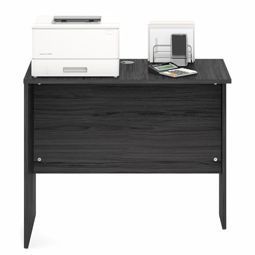 Image of Furinno Roger Office Desk Return, 35 Inch Rectangular Desk Return for Executive Desk, Reversible Return with Cord Grommet, Scratchproof and Water-Resistant, for Home Study, Office, Coastal Grey