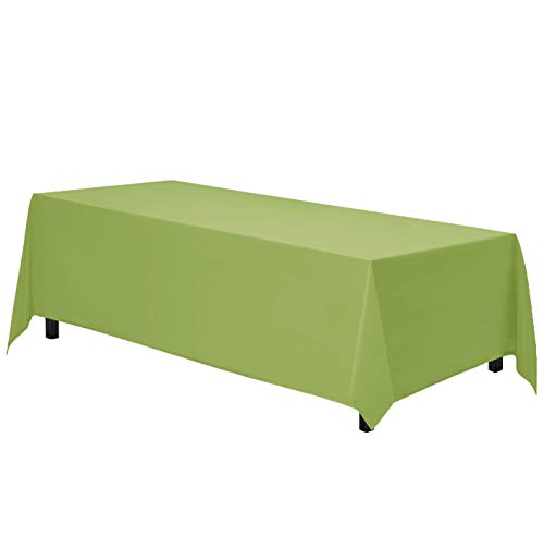 Image of Gee Di Moda Rectangle Tablecloth - 90 x 132 Inch Apple Green Table Cloth for 6 Foot Tables with Floor-Length Drop - Heavy Duty Washable Fabric for Holiday Party, Dinner, Weddings & Baby Shower