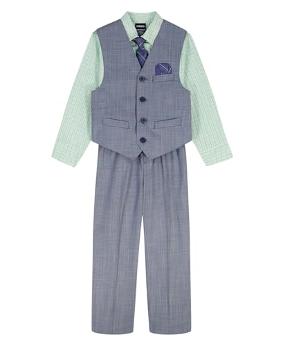 Image of IZOD Boys' 4-piece Formal Dress Up Suit Set, Vest, Pants, Collared Shirt, and Tie