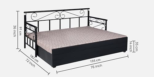 Image of 3 Seater Metal Sofa Cum Bed with Hydraulic Storage | King Size Sofa Cuma Bed | 3 Seater Sofa Set, Metal Sofa Set for Living Room (Multi & Black, King Size (76 x 72))