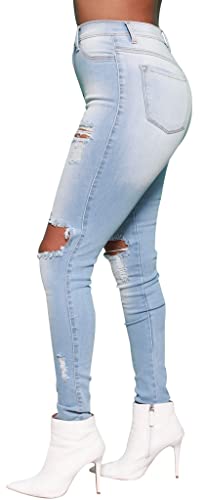 SperLucky High Rise Ripped Jeans for Women High Waisted Ripped Hole Distressed Raw Hem Jean Denim Pants3