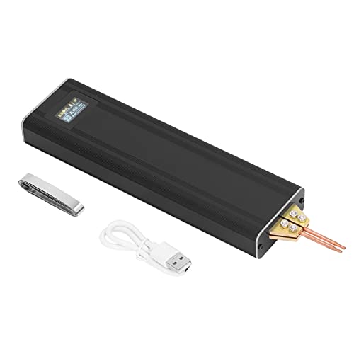 Máquina de Soldadura por Puntos Portátil, Soldador TIG Inverter, 80 Niveles Ajustables, Reparación Baterías Níquel 0.1-0.2mm, Pantalla LCD, Negro