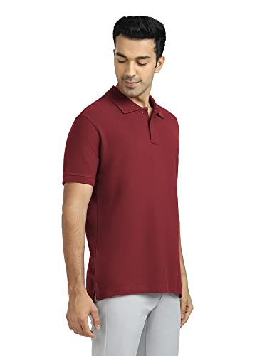 Image of XYXX Men 100% Cotton Polo Tshirt, Relaxed Fit, Solid, Pack of 1, XYPTSRT08SZ, Bold Burgundy, S