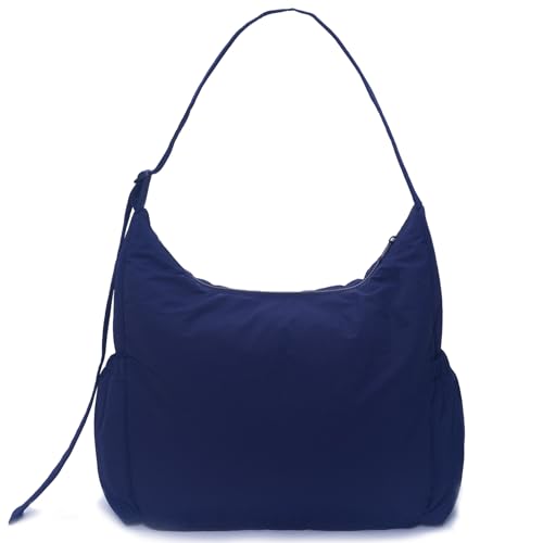 Image of Nylon Hobo Crossbody Bags Lightweight Shoulder Bag Large Casual Travel Handbags with Adjustable Strap, Dark Blue Large