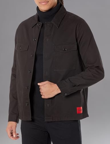 HUGO Men's Cotton Twill Patch Pockets Button Down Overshirt3