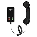 Retro Phone Handset, Cell Phone Receiver with Microphone & Speaker, Type-C Retro Telephone Wired Handsets Style Landline Handle Receiver for Cell Mobile Video Conferences, Calls, Meetings (Black)