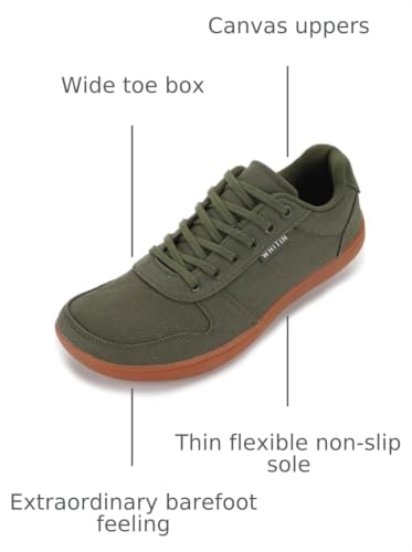 Image of WHITIN Men's Wide Barefoot Shoes | Stylish Canvas Minimalist Sneakers | Zero Drop Sole