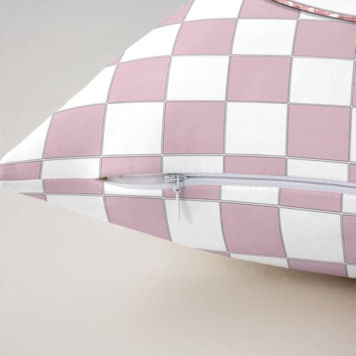 Image of Erosebridal Pink Initial D Throw Pillow Covers 18x18 Set of 2 Kawaii Plaid Checkered Pillow Covers Cute Personalized Monogram Cushion Cover Fashion Grids Gingham Pillow Cases for Couch Sofa