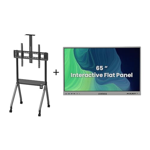 Image of Cornea 65 Inches 4K UHD Touch Screen LED TV UltraTouch Display Interactive Flat Panel with Monitor(3840 x 2160 Pixels)Android13 With Display Stand Heavy Duty Adjustment Floor TV Trolley with Brackets.