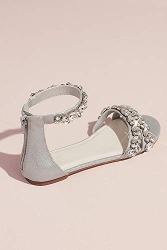 jeweled metallic ankle strap flat sandals
