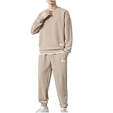 Mens Track Suits 2 Piece Set Fall Outfits for Men 01# Khaki Large