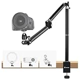 TARION Overhead Stativ Kamera Tischstativ Klemmstativ Flexibel Gelenkarm Tisch Halterung mit 3/8'' Gewinde und 3/8'' auf 1/4'' Schrauben Adapter für DSLR Kameras Ringlicht Projektor(L, Neu)