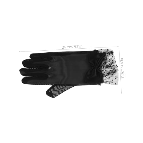 FRCOLOR Elegant Lace Gloves for Women Short Black Stretchy Evening Gloves for Tea Party Wedding and Formal Events2
