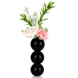 Miuuipi Petit Vase en Verre Transparent Vase Table décoration Salon Mariage sphère esthétique Vase décoration Fleurs séchées Home Decor Noir