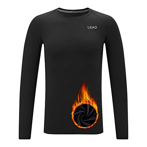 LEAO Youth Boys Compression Shirt Long Sleeve Fleece Quick Dry