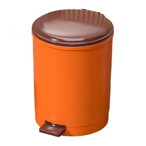 Caneca de basura redonda con tapa y pedal 9/13 L Naranja miniatura 1