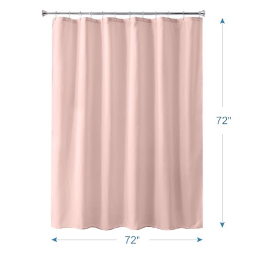 Image of Amazer Blush Pink Shower Liner Cloth Waterproof, Soft Blush Pink Shower Curtain Liner Fabric with Weighted Stones, Washable Shower Curtain and Liner 2-in-1, 12 Grommet Holes, 72 x 72 Inches