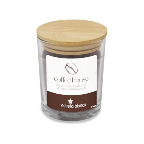 Estrella Blanca 7oz Coffee House Scented Candle, Candles for Home Scented, Soy Blend Wax Candle, Gift for Women Men, Long Burning Candle Cover