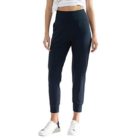 AJISAI Women's High Waisted Joggers with Pockets Yoga Pants for Running Lounge Navy S Cover