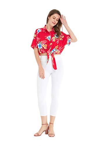 Image of Matchable Family Hawaiian Luau Men Women Girl Boy Clothes in Hibiscus Red