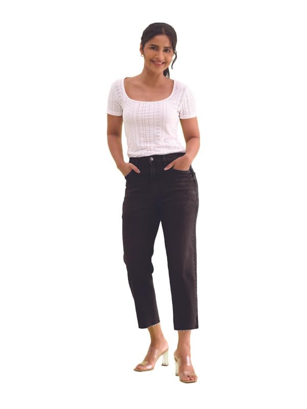 Women Solid Denim Mid Rise Stretchable Cropped Jeans-image-25