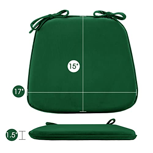 Basic Beyond Kitchen Chair Cushions Set Of 4, U Shaped Memory Foam Chair Cushion With Ties, 17 X 15 Inches Soft Plush Velvet Chair Pads For Dining Chairs(Dark Green) #TOP2