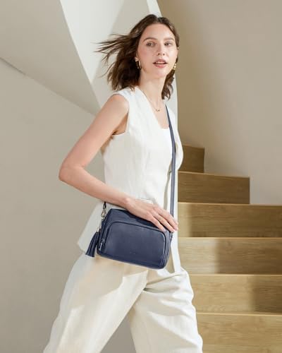 befen Genuine Leather Crossbody Bags for Women, Woman Crossbody Shoulder Purses Bag Travel Purse with Built in RFID Blocking Wallet Hobo Crossbody Bags for Women with 2 Shoulder Straps,3