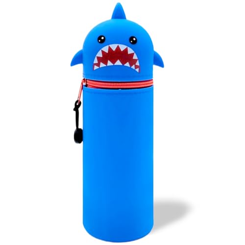 QRKPVHD Kawaii Estuche Escolar de Silicona Blanda 2 en 1, Portalápices de Mesa, Dulces Tiburón, Cremallera, Estuche Papeleria de Cremallera para Lápices de Colores Rotuladores para Niños Niñas