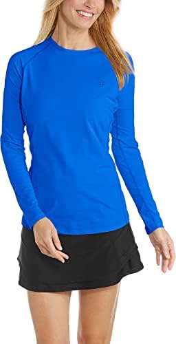Coolibar UPF 50+ Women's Hightide Long Sleeve Swim Shirt - Sun Protective (Medium- Baja Blue)