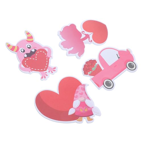 HOLIDYOYO 4個バレンンデー向けハート型付箋 強粘着オフィスメモパッド 剥がせる便利なメモステッカー かわいいデザインで にも