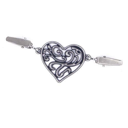 Culturemart Vintage Brooches Women Heart Shaped Cardigan Clip Shawl Clips Sweater Shawl Scarves Fashion Brooches Alloy Clips Female
