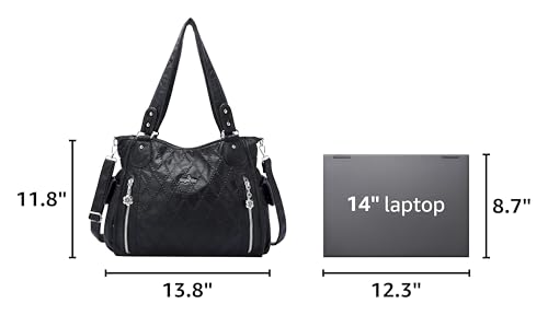 Image of Angel Kiss Handbags for Womens Top-Handle Hobo Purse Roomy Casual Shoulder Bags PU Tote Satchel Purse for Women