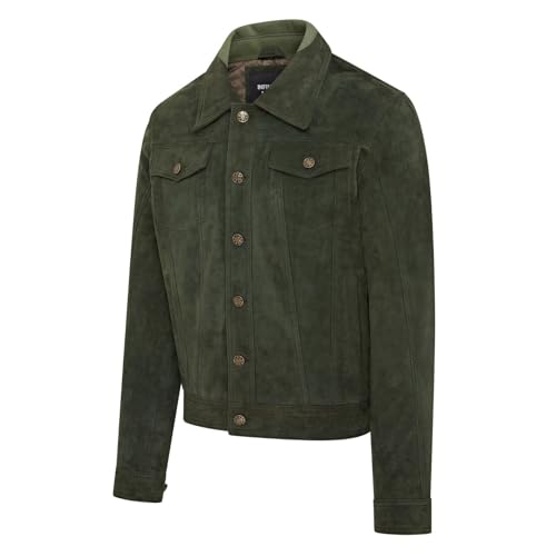 Mens Trucker Goat Suede Western Leather Jeans Jacket3