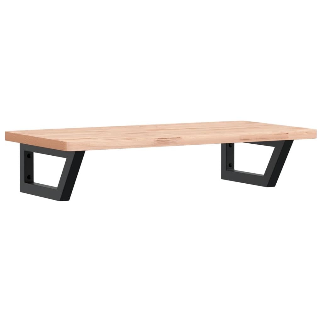 Estantería para lavabo de pared de acero y madera de haya maciza, 80 x 40 cm, con soporte trapezoidal, ahorra espacio, soporta hasta 100 kg, para baño y lavabo con armario bajo
