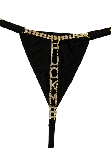 Image of RoseSeek Women's Sparkling Butterfly Chain Underwear Low Rise Cheeky G String Panty