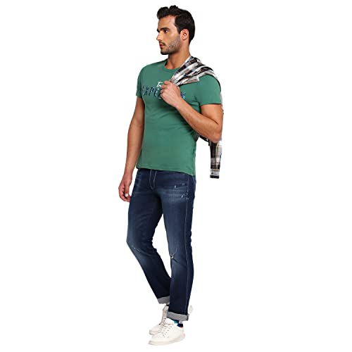 Image of Wrangler Dark Tone Wash Cotton Stretch Millard Regular Fit Mens Jeans