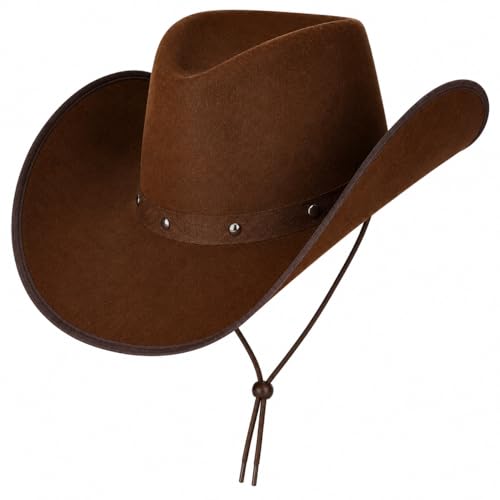 Wicked Costumes Adult Dark Brown Cowboy Hat Western Texan Fancy Dress Party Hat for Men & Women Country Music Festival & Rodeo Accessory