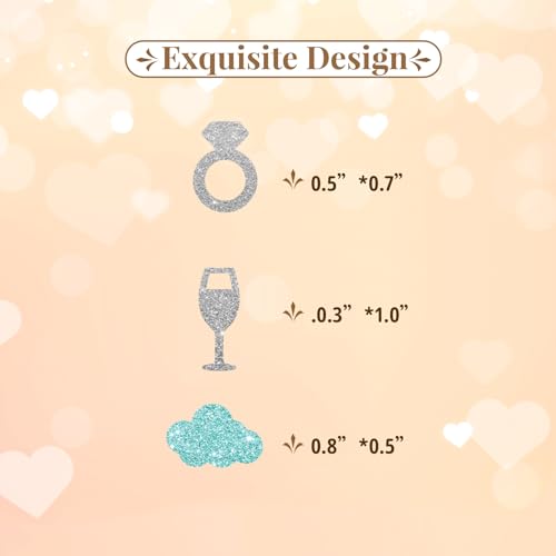 Image of 120pcs On Cloud Nine Confetti, Cloud Ring Table Confetti, Silver Glitter Bachelorette Paper Scatter, Bride On Cloud 9 Bridal Shower Party Decoration