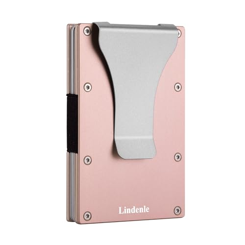 Small Wallet Minimalist Card Holder Aluminum Card Case Womens Slim Front Pocket Wallet Mens Money Clip(Rose Gold)