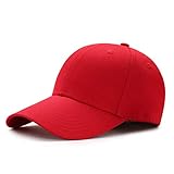 Bakicey Baseball Cap Unisex Outdoor Baseball Cap Kappe Baumwolle Baseball Mützen Erwachsenen Casual Reine Farbe Baseboard Baseballkappe Verstellbar Athletic Baseball Cap Kappe Damen Herren (Rot)